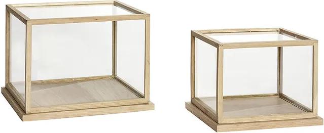 Set 2 cutii din lemn si sticla Oak Hubsch