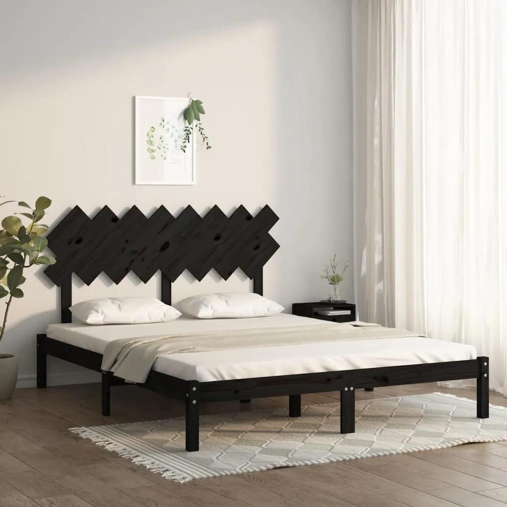 3104882 vidaXL Cadru de pat, negru, 160x200 cm, lemn masiv