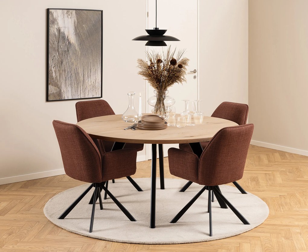 MAZZONI EXPORT YUNI Teracotă (material Basel 44) - SCAUN MODERN PIVOTANT TAPIȚAT PENTRU SALON/SUFRAGERIE/BIROU LOFT