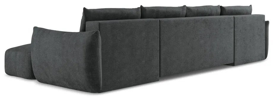 Colțar gri închis extensibil cu tapițerie din chenille (în formă de "U") Leila – Makamii