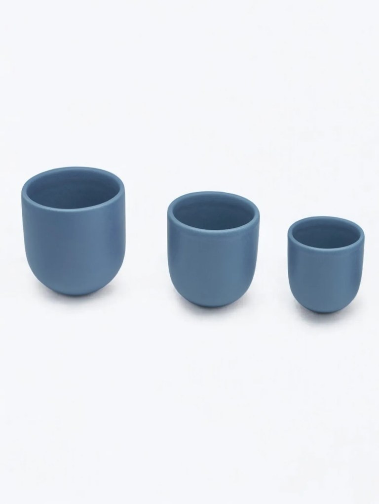 Pahar Cafea NOVUM Velaris Blue Moon 250 ml (Luna Albasta Mat) - Gresie Ceramica Glazurata Manual