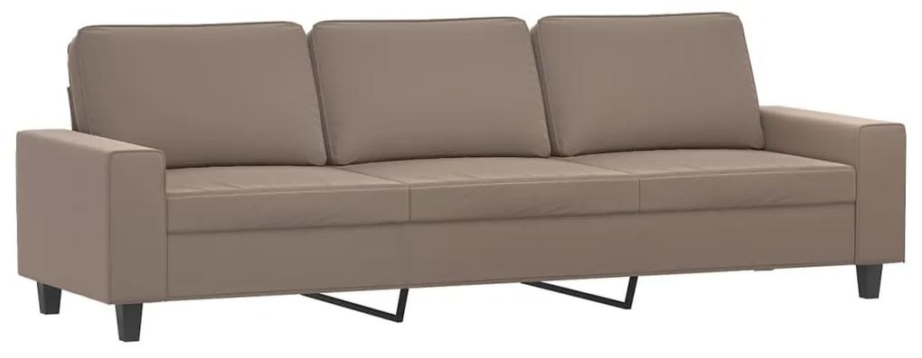 Canapea cu 3 locuri si taburet, gri taupe, 210 cm, microfibra
