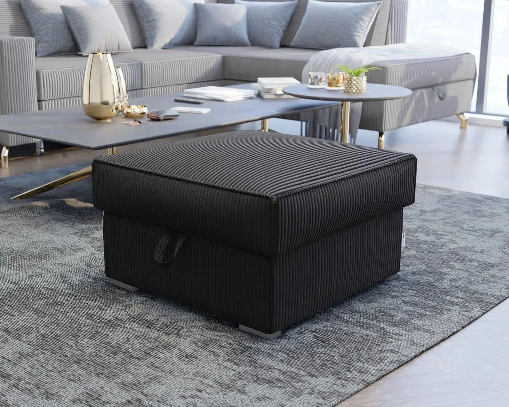 Taburet negru SMART COSARO cu spatiu de depozitare 65x65 cm