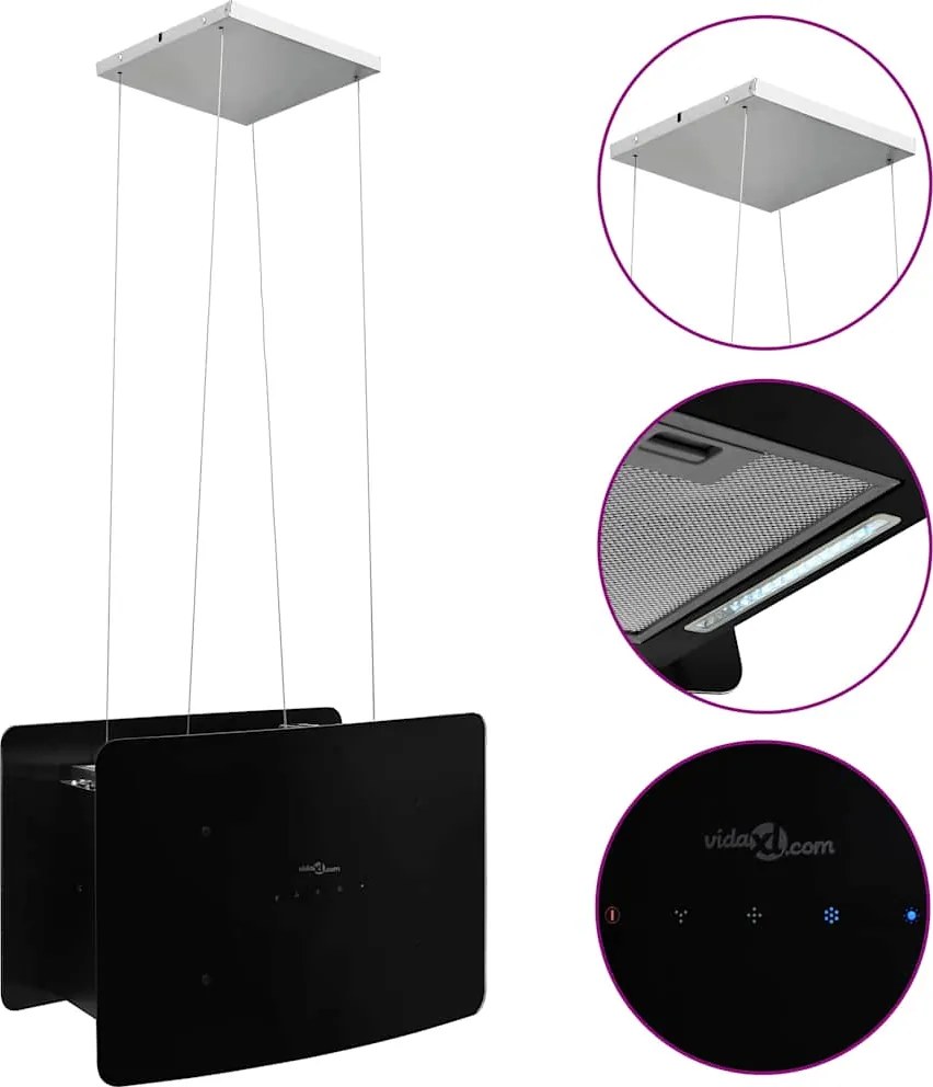 vidaXL Hotă suspendată insulă, LCD senzor tactil, sticlă securizată