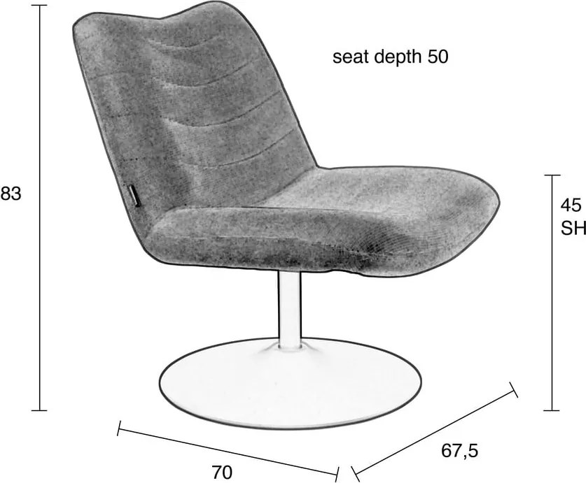 Fotoliu galben ocru cu tapițerie din catifea Bubba – Zuiver