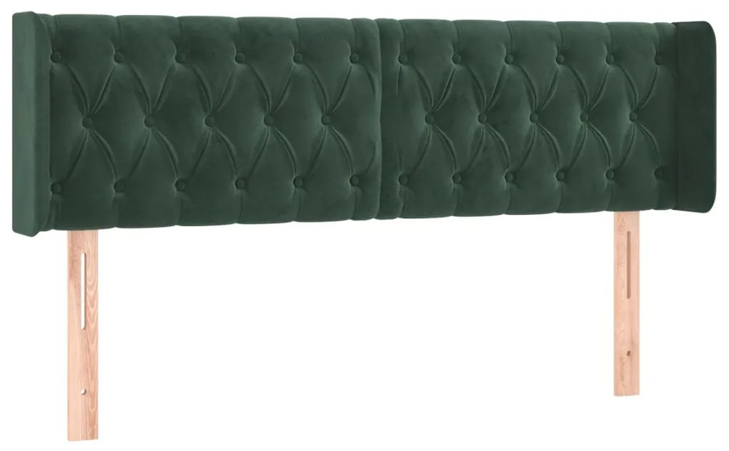 3119155 vidaXL Tăblie de pat cu aripioare verde închis 147x16x78/88 cm catifea