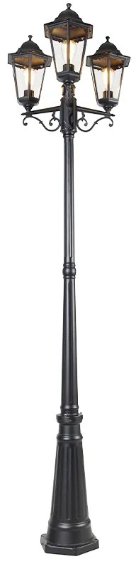 Lanternă de exterior neagră 220 cm cu 3 lumini IP44 - Havana