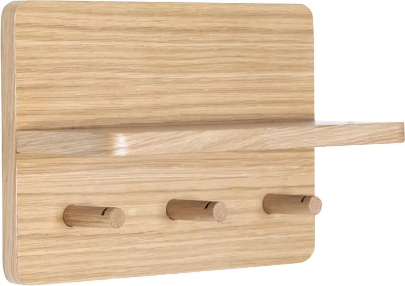 Cuier de perete în culoare naturală cu raft cu aspect de lemn de stejar Space – Hübsch