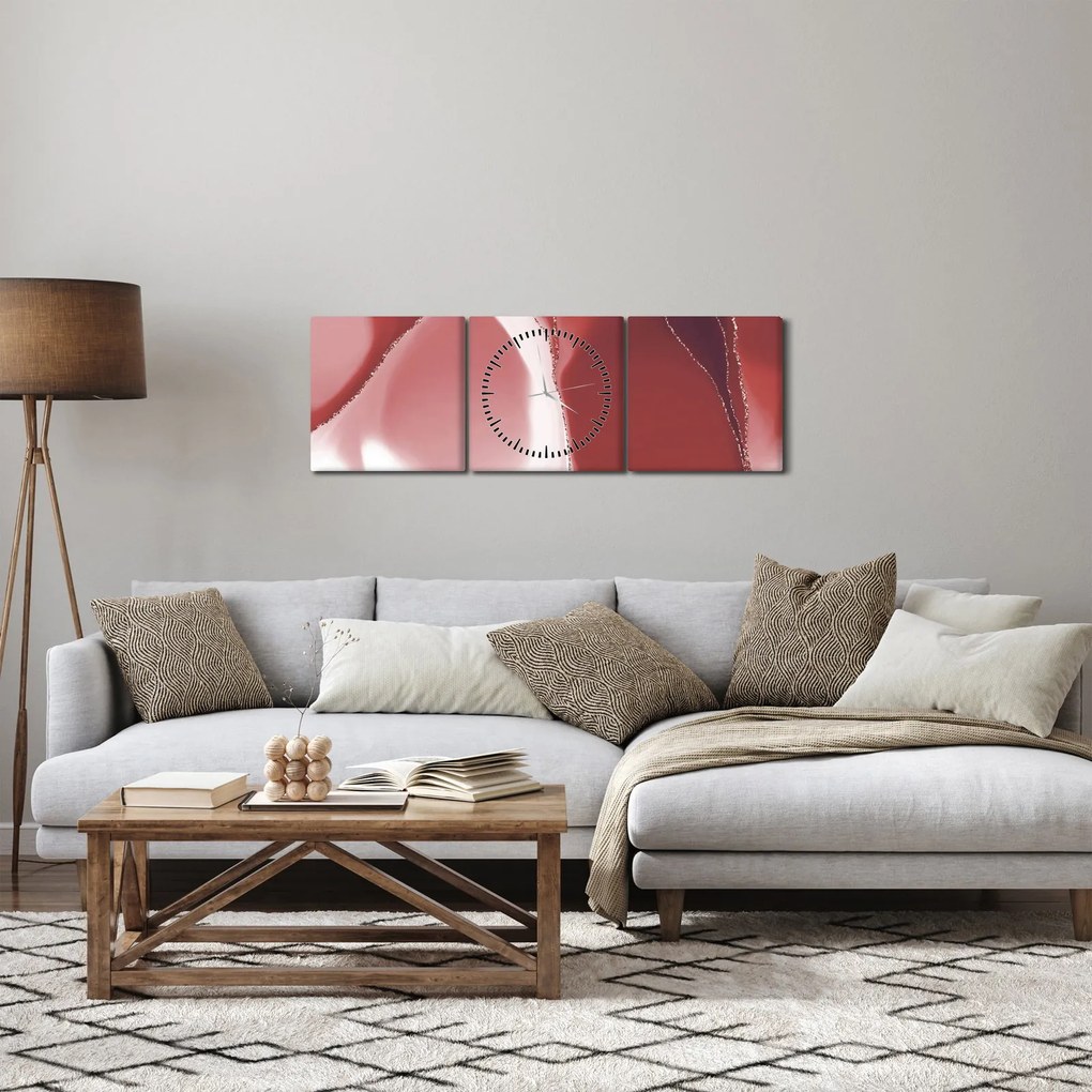 Tablou - Floare abstractă roșie N⁰3 (cu ceas) (90x30 cm)