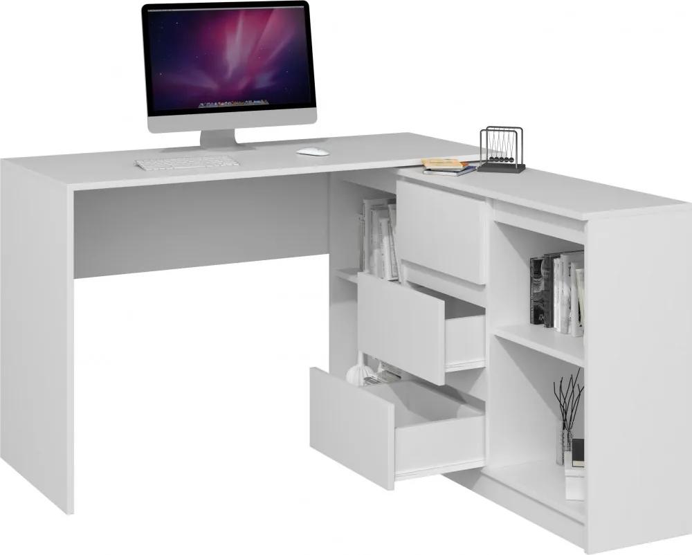 Drohmo Plus 2D3S, masă birou cu dulap, alb