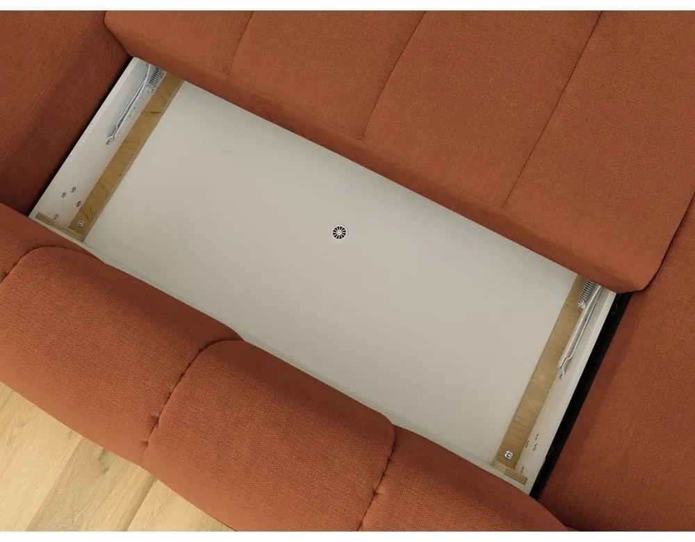 Colțar cărămiziu extensibil/cu spațiu de depozitare (cu colț pe partea dreaptă/în formă de "U") Fuji – Bobochic Paris