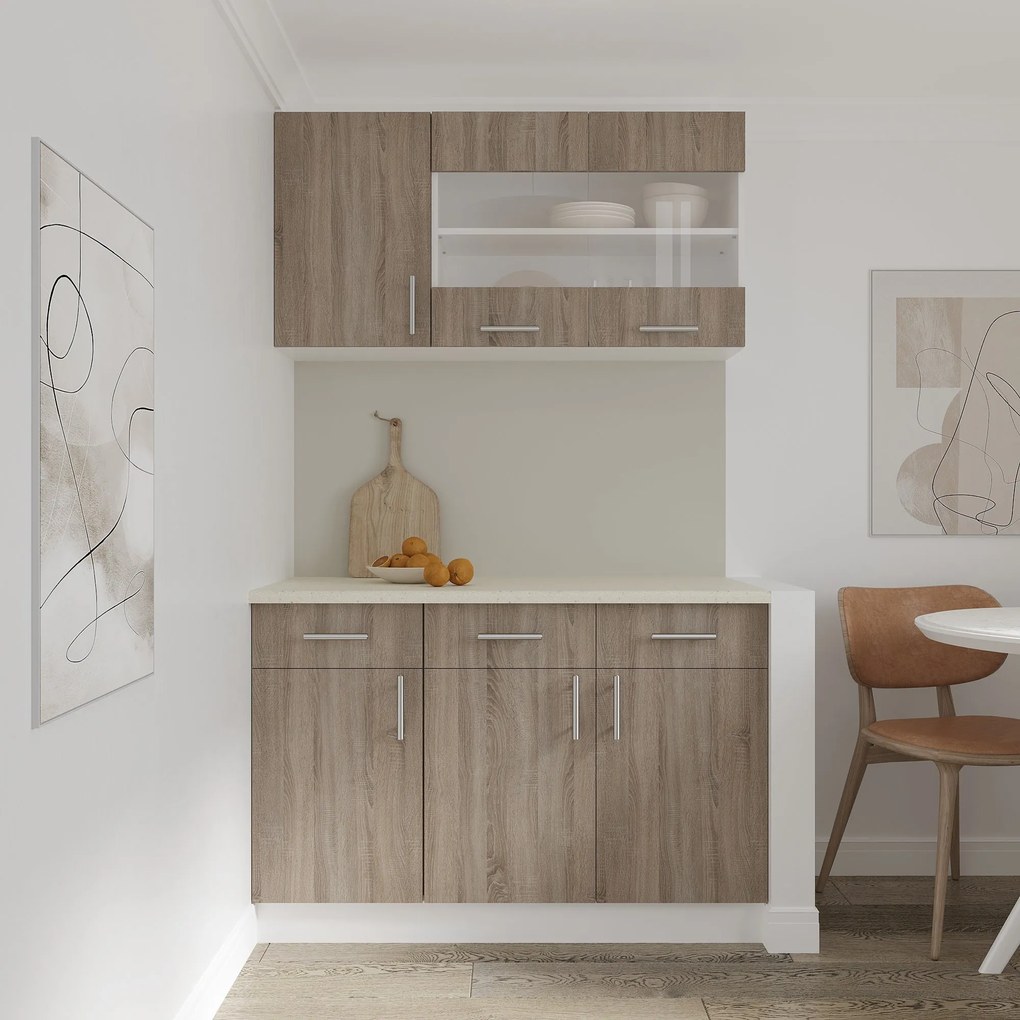Corp Baza Karo, 2 Sertare, 2 Usi, Stejar Sonoma Inchis/Alb, 80 x 50 x 80 cm