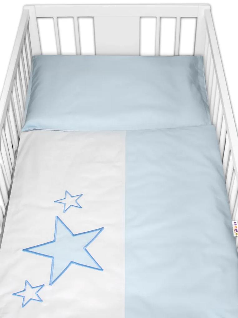 Lenjerie de pătuț Baby Nellys, Baby Stars - albastru 120x90