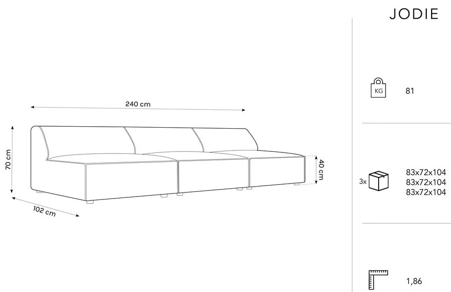 Canapea verde 240 cm Jodie – Micadoni Home