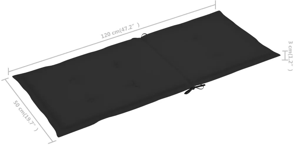 Scaune de gradina cu perne negre, 2 buc., lemn masiv de tec 2, Negru