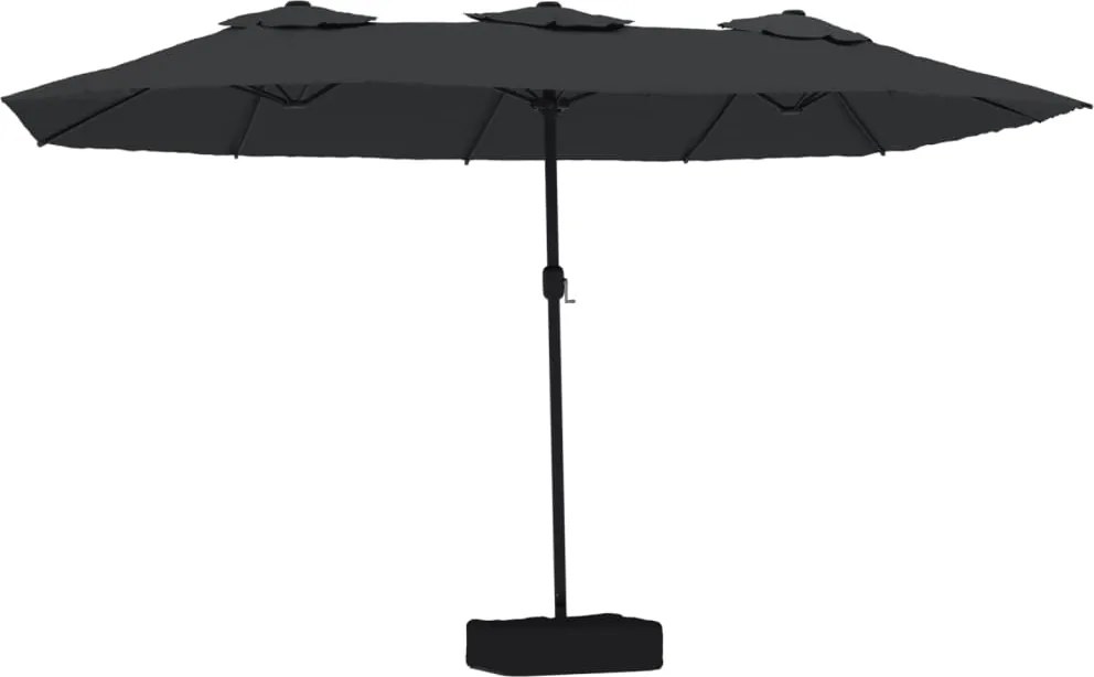 vidaXL Umbrelă de grădină cu două capete/LED-uri, negru, 449x265 cm