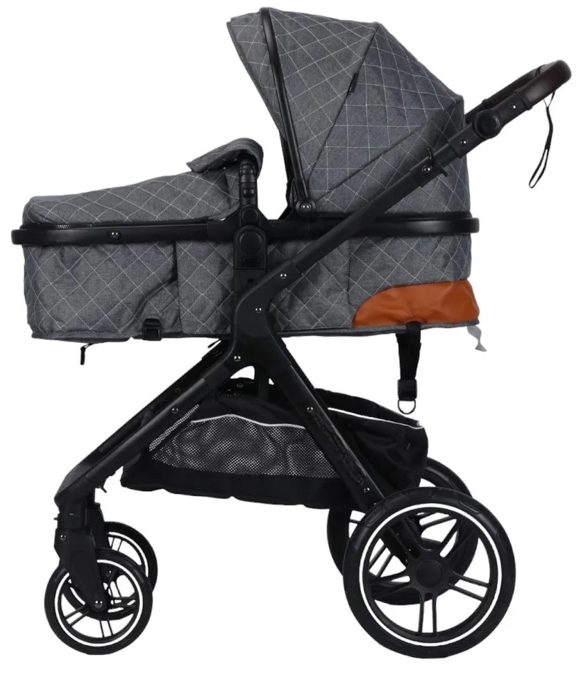 Carucior nou nascuti 2 in 1 NOVOKIDS™ X1000 series, Cu geanta bebe, Cadru Aluminiu, Amortizoare, Roti din cauciuc plin AVE, Landou, Spatar reglabil 3