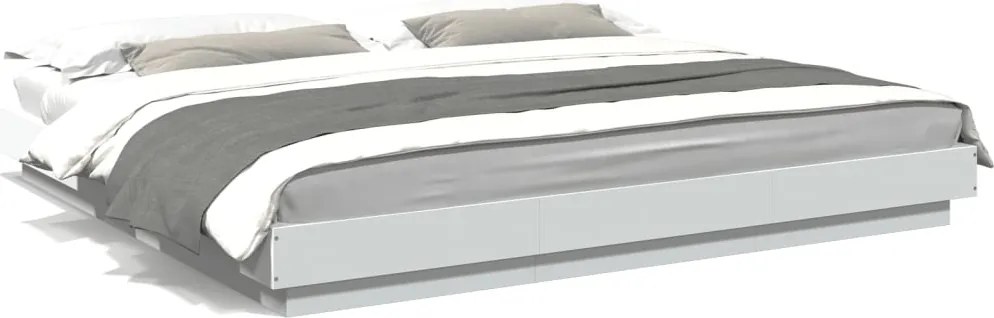 vidaXL Cadru de pat, alb, 200x200 cm, lemn prelucrat