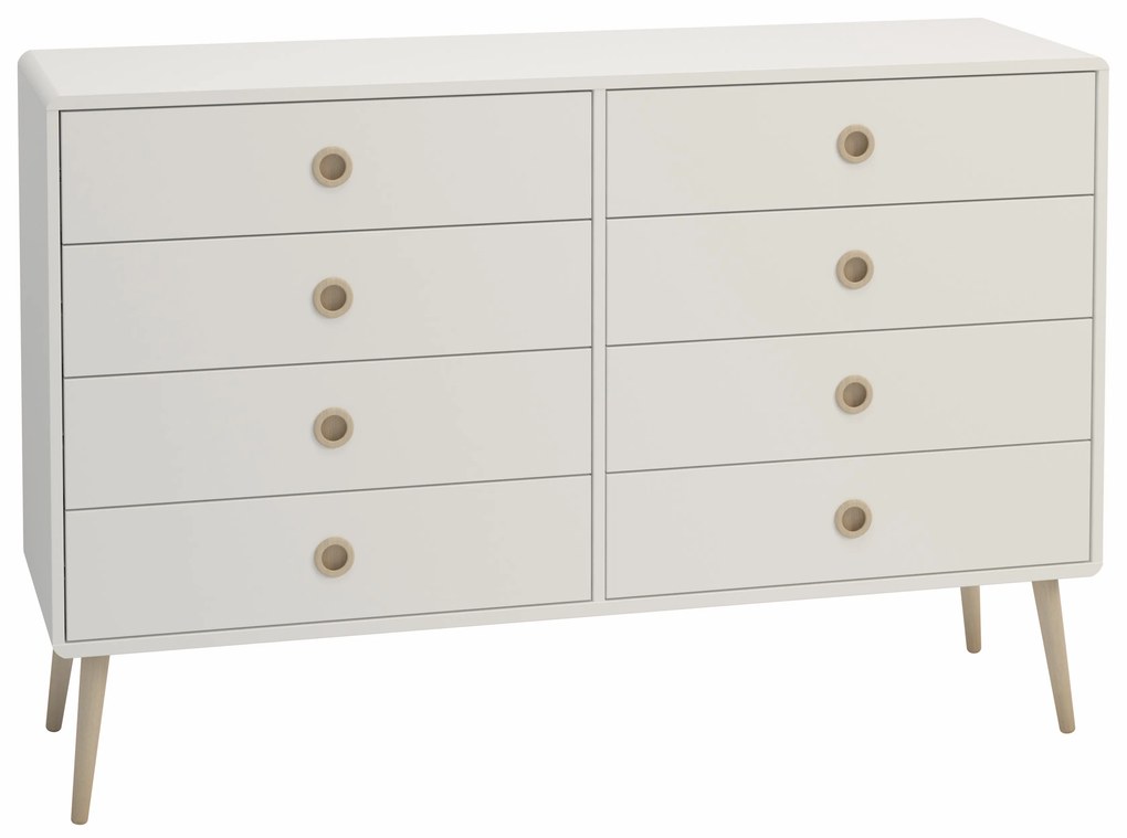 Comoda alba cu 8 sertare, PRIMO