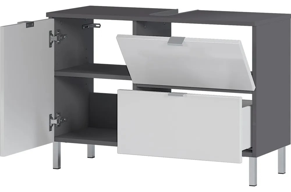 Dulap sub chiuvetă Germania Mauresa, lățime 80 cm, alb - gri