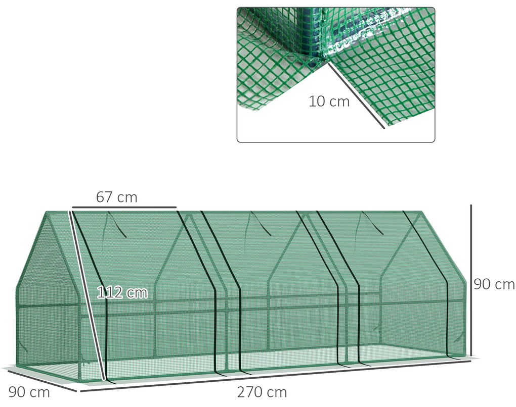 Outsunny sera gradina cu prelata, 270x90x90cm, verde | Aosom Romania