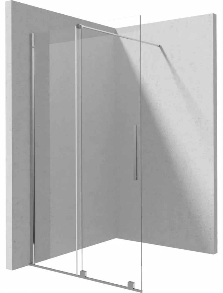 Paravan dus sticla securizata walk-in cu usa glisanta, 120x195 cm, crom lucios, Deante Prizma 1200x1950 mm, Crom lucios