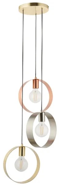 Endon 81922 - Pendul pe cablu HOOP 3xE27/40W/230V auriu/cupru/crom mat
