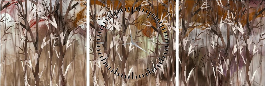 Tablou - Copaci (cu ceas) (90x30 cm)
