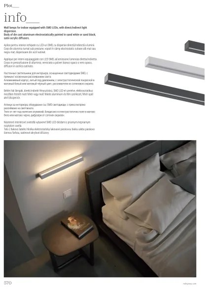 Redo 01-2762 - Aplica de perete LED PLOT, 21 W, 230 V, 60 cm, albă