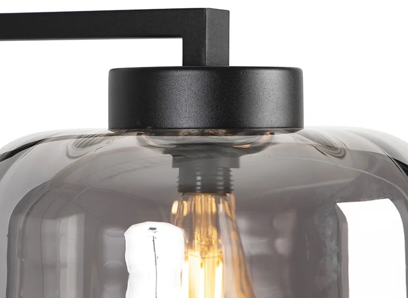 Lampa de podea de design neagra cu sticla fumurie - Qara Down