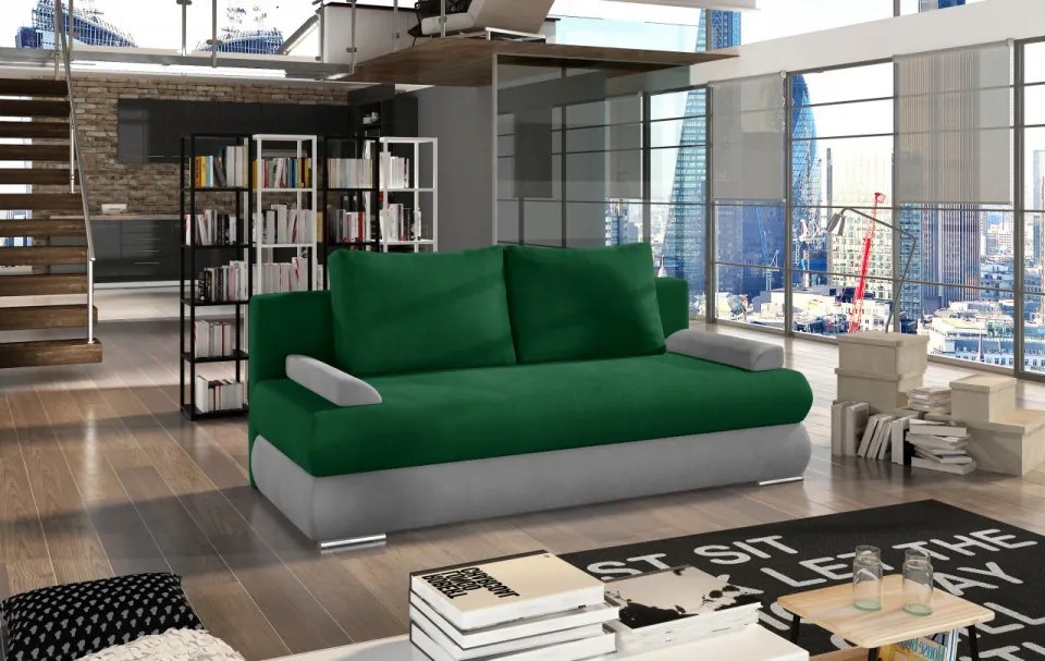 Canapea extensibila cu spatiu pentru depozitare, 213x95x90 cm, Milo 02, Eltap (Culoare: Verde deschis / Bej deschis)