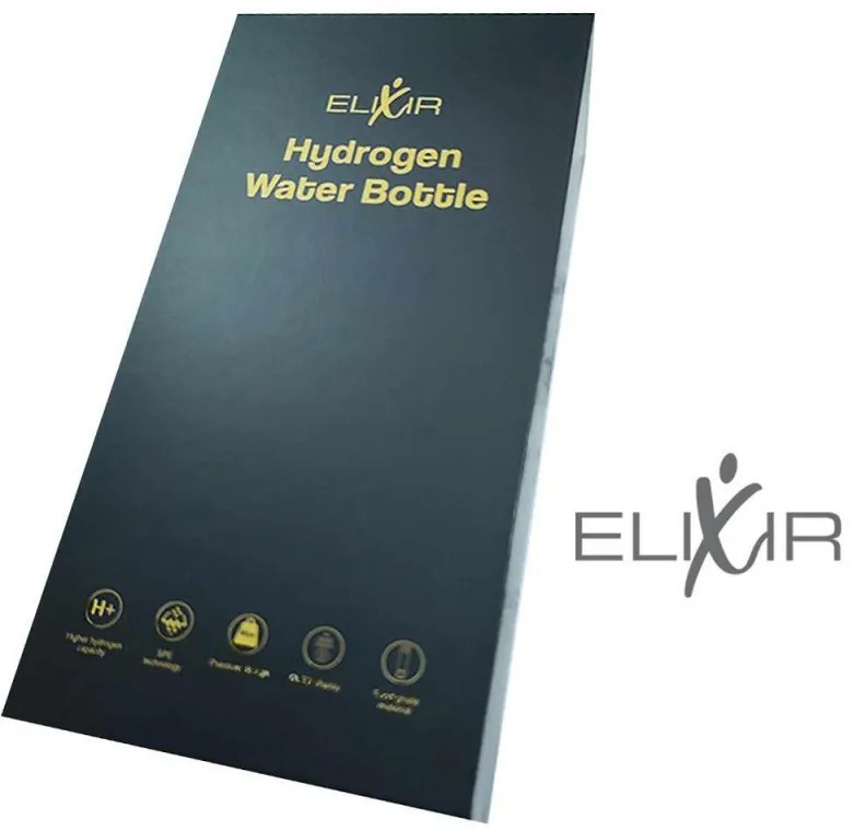 Sticla pentru apa portabila cu hidrogen Elixir, 1.2W, Baterie 1800 mAh, 260 ml, Afisaj OLED, Incarcare USB, Argintiu