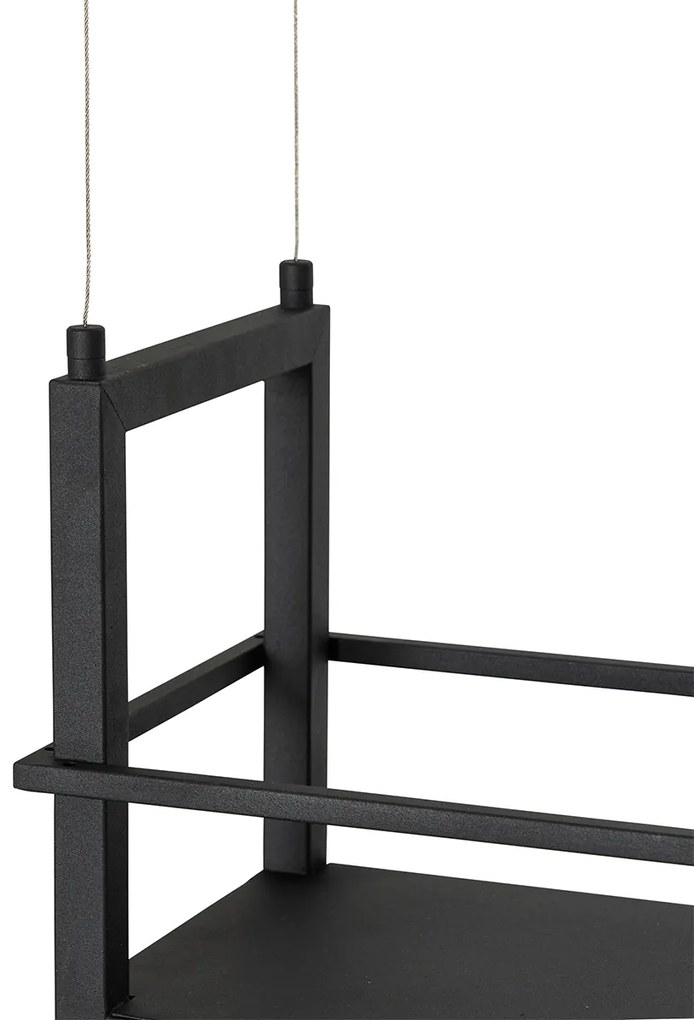 Lampă suspendată neagră cu raft incluzând LED cu dimmer pe 3 trepte - Cage Rack