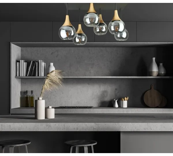 Lustră aplicată SOMA 6xE27/60W/230V negru/auriu/negru fumuriu