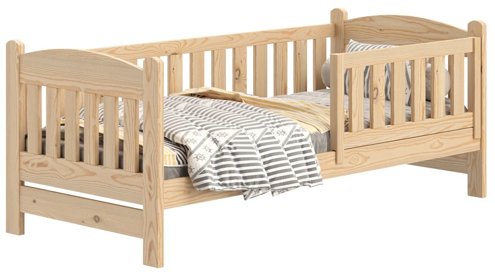 Pat pentru copii din lemn Alvins cu sertare 70x140 - pin
