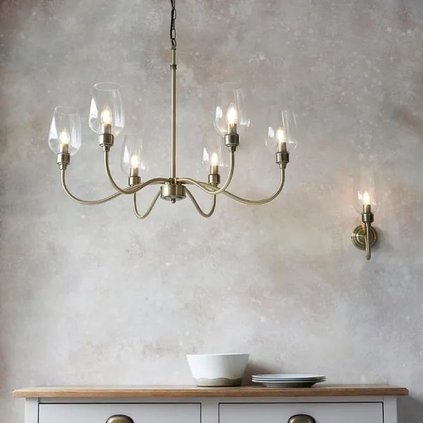 Endon 107791 - Candelabru pe lanț 6xE14/6W/230V alamă