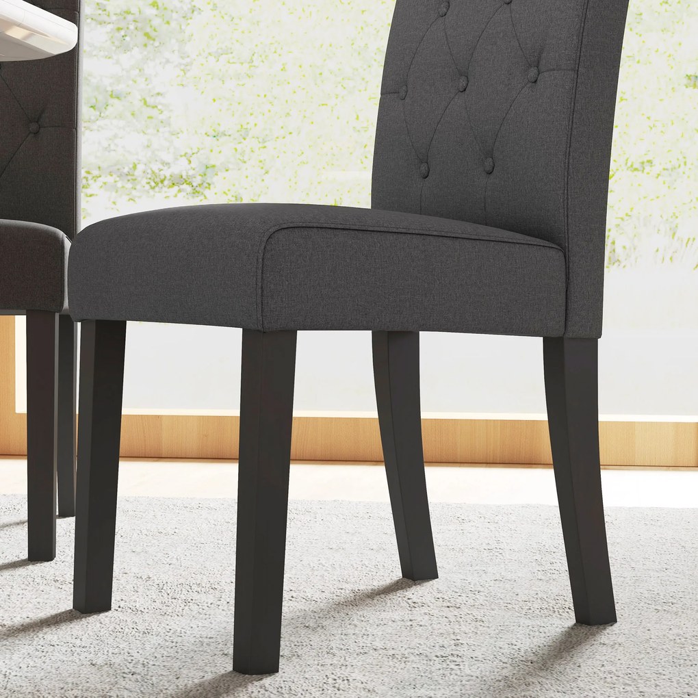 HOMCOM Lot de 2 scaune de Masă Scaun de Bucătărie Confortabil Picioare din Lemn Lin 47 x 61 x 101 cm gri închis | Aosom Romania