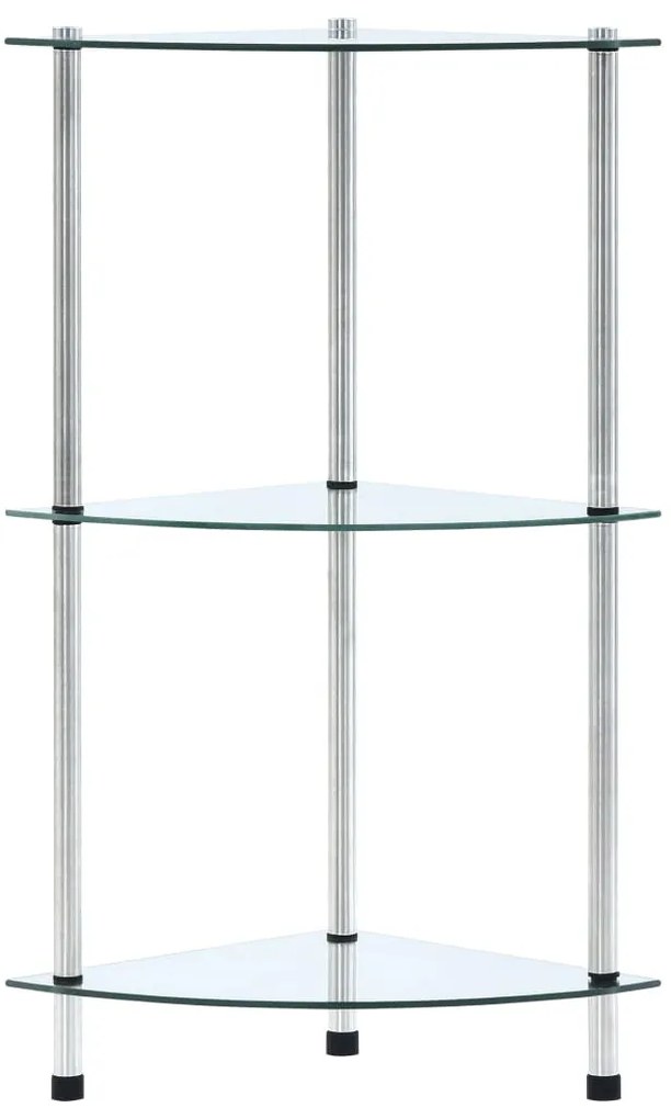 249514 vidaXL Raft cu 3 niveluri, transparent, 30x30x67 cm, sticlă securizată