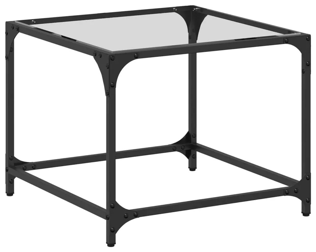 vidaXL Măsuță de cafea, blat din sticlă transparentă, 50x50x40 cm oțel