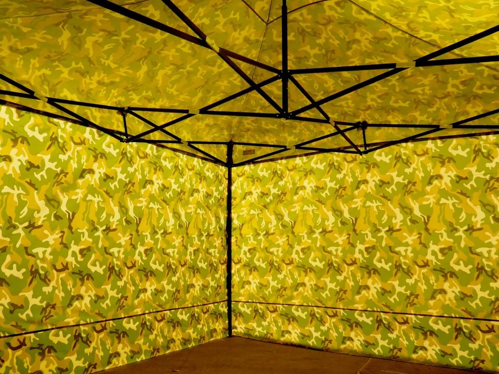 Pavilion de grădină 2x2m – din oțel, 4 pereţi laterali, Camuflaj