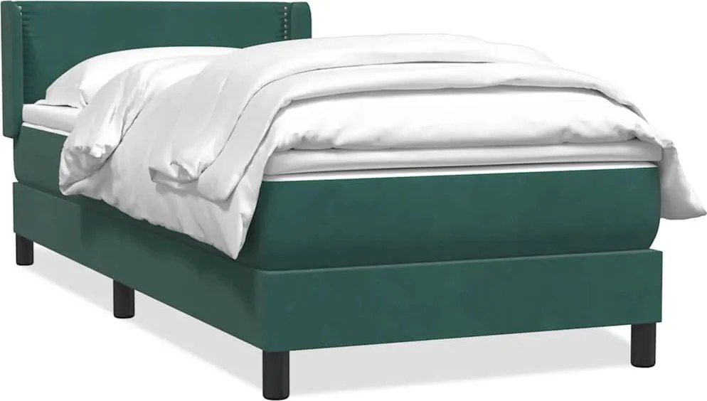 vidaXL Pat box spring cu saltea, verde închis, 80x220 cm, catifea