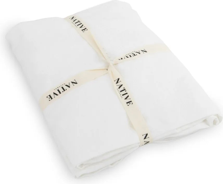 Lenjerie de pat albă din in pentru pat de o persoană 135x200 cm Blanco – Native Natural