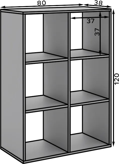 Bibliotecă, 80x120 cm, Lenti, ADRK Furniture (Culoare: Gri)