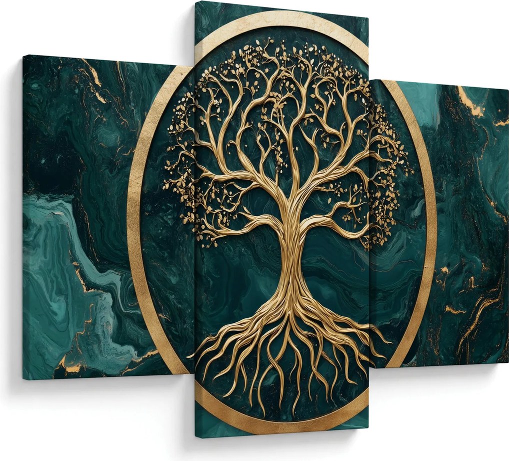 Tablou – Arborele vieții auriu în marmură (90x60 cm)