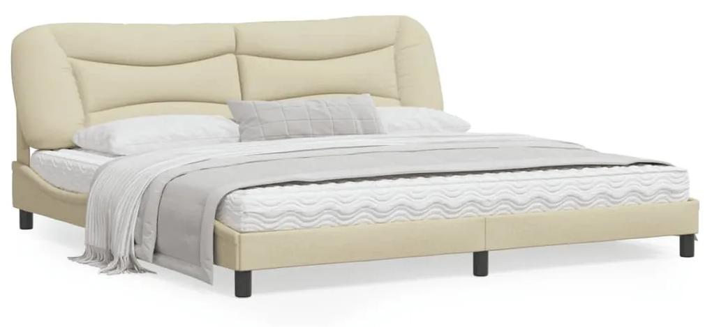 3207798 vidaXL Cadru de pat cu tăblie, crem, 200x200 cm, textil