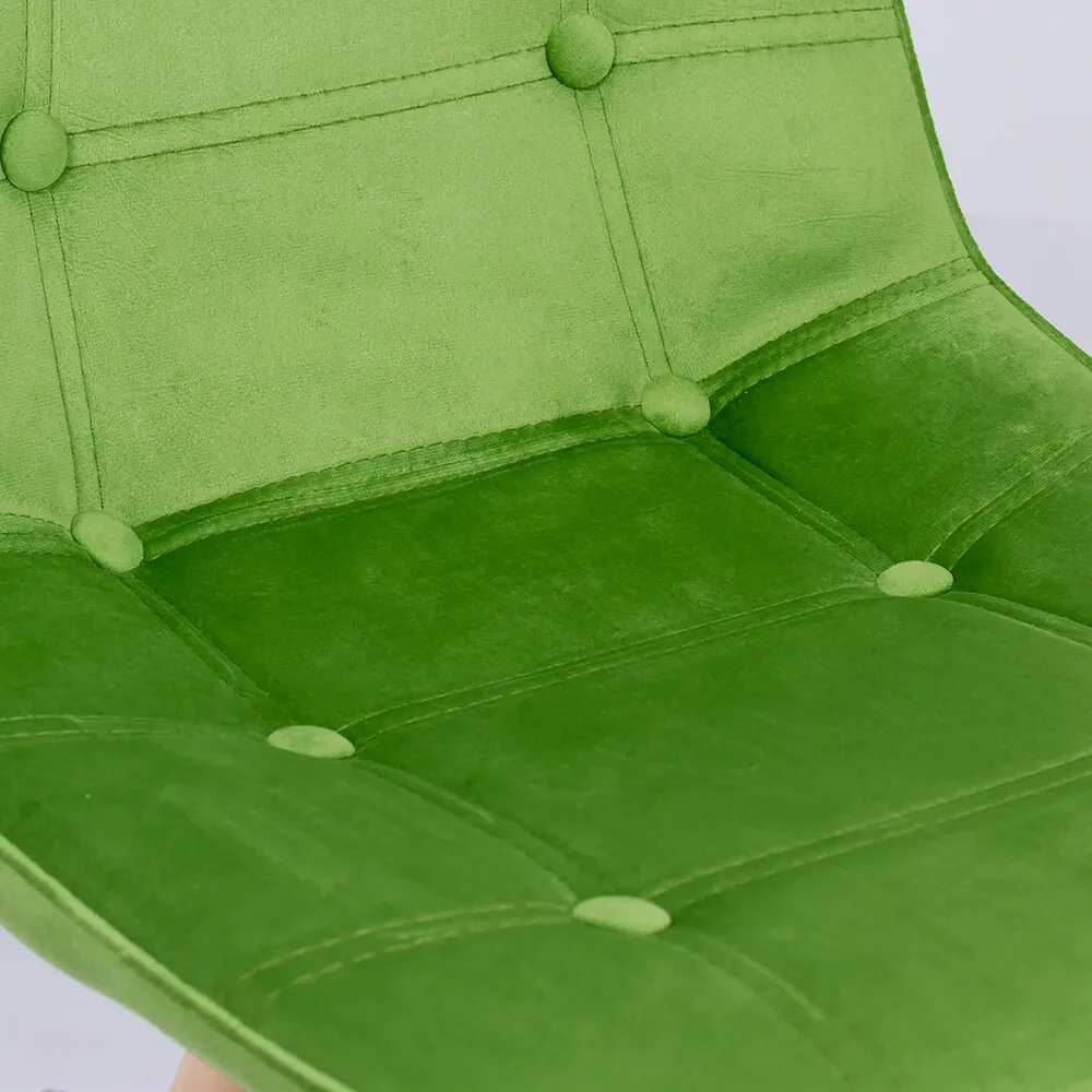 Scaun tapitat cu catifea si picioare din lemn BUC 232V verde