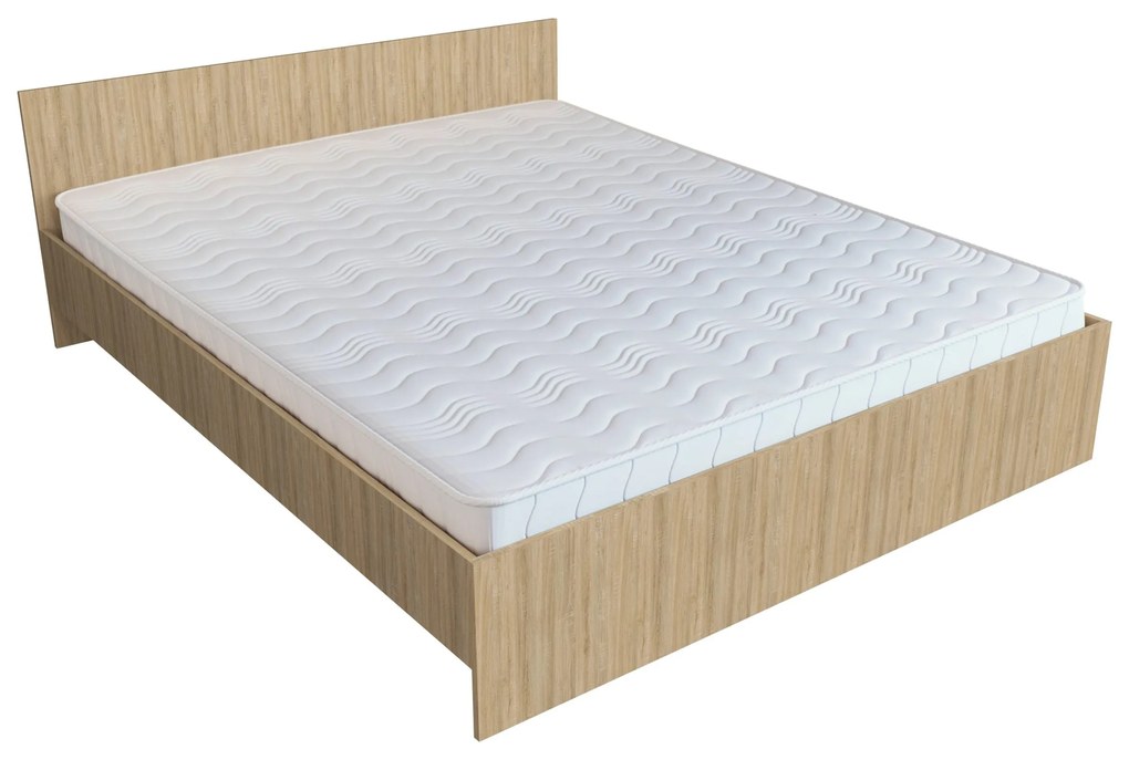 Pat Remi, 200 x 160 cm, saltea spuma inclusa, Stejar Sonoma