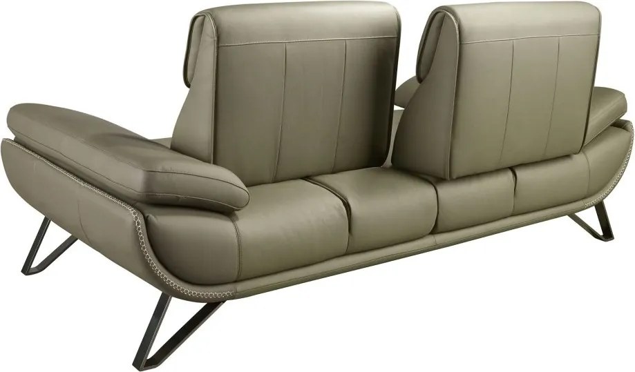 Canapea 2 locuri, tapitata cu piele naturala, spatar rabatabil Verde masliniu