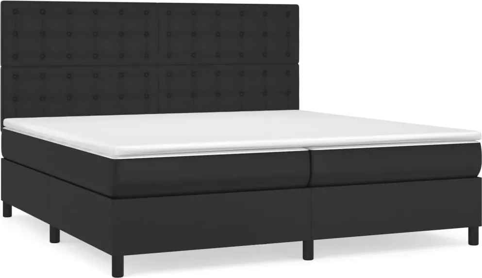 vidaXL Pat box spring cu saltea, negru, 200x200 cm, piele ecologică