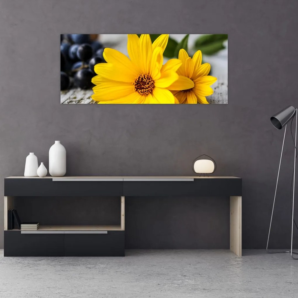 Tablou cu floare galbenă (120x50 cm)